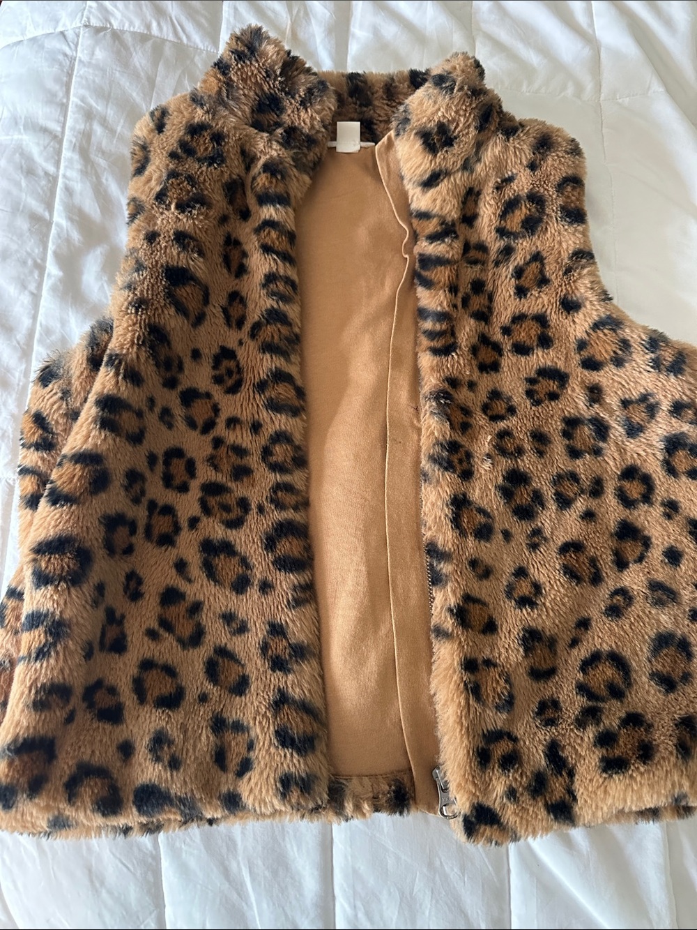 Crewcuts Leopard Print Faux Fur Vest - Tan & Black